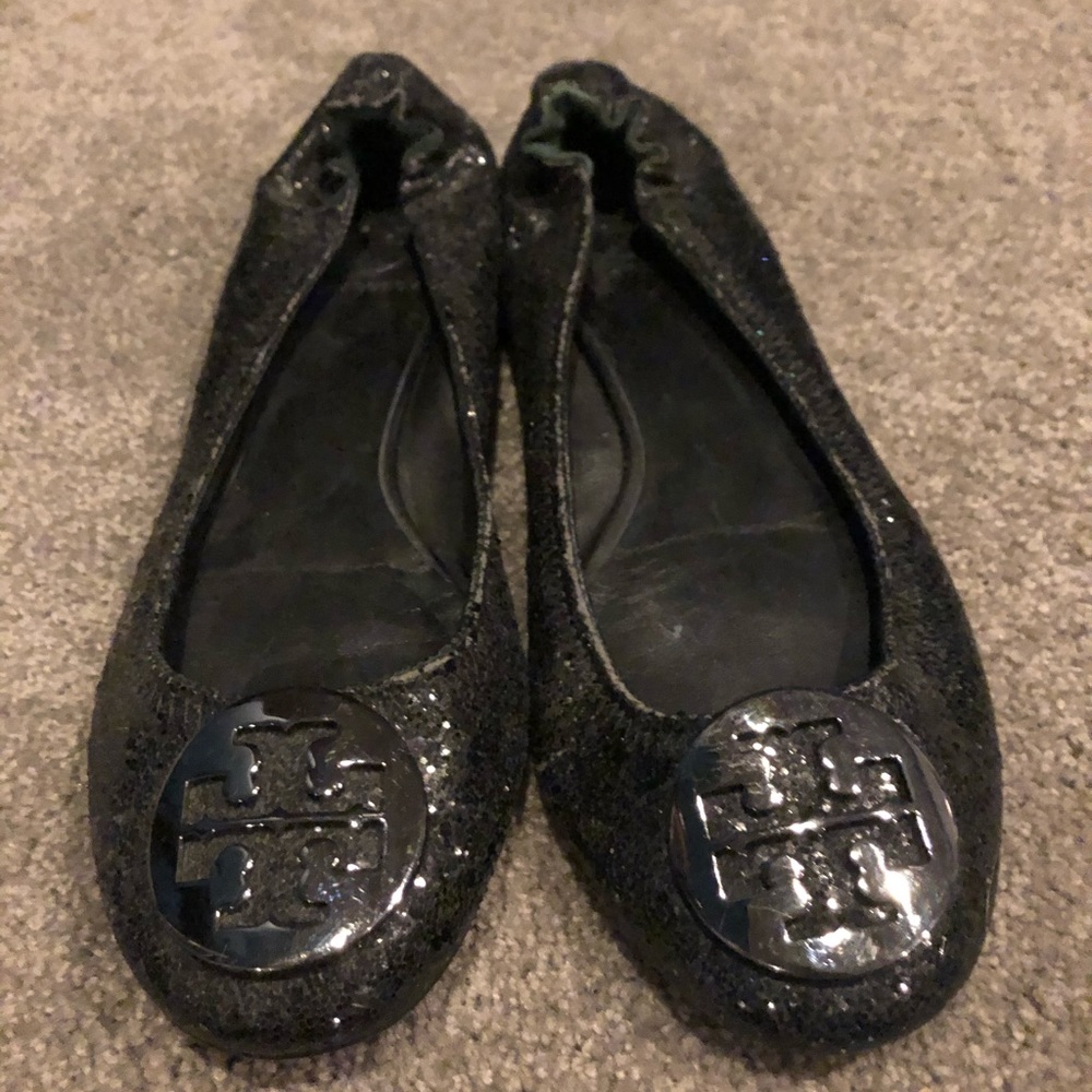 Tory Burch black sparkle ballet flats
